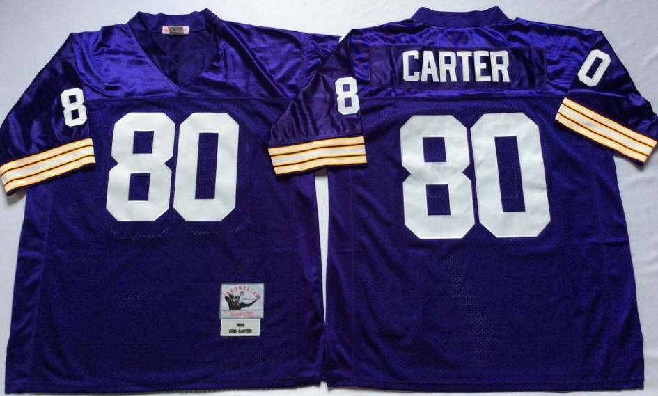 Men NFL Minnesota Vikings #80 Carter purple Mitchell Ness jerseys->minnesota vikings->NFL Jersey